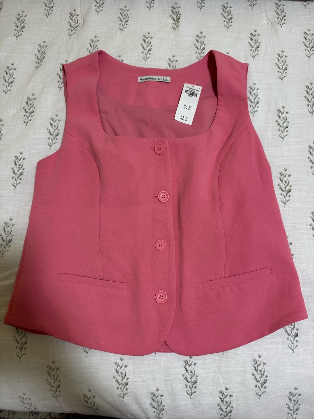 Abercrombie & Fitch Rose Pink Buttoned Sleeveless Vest